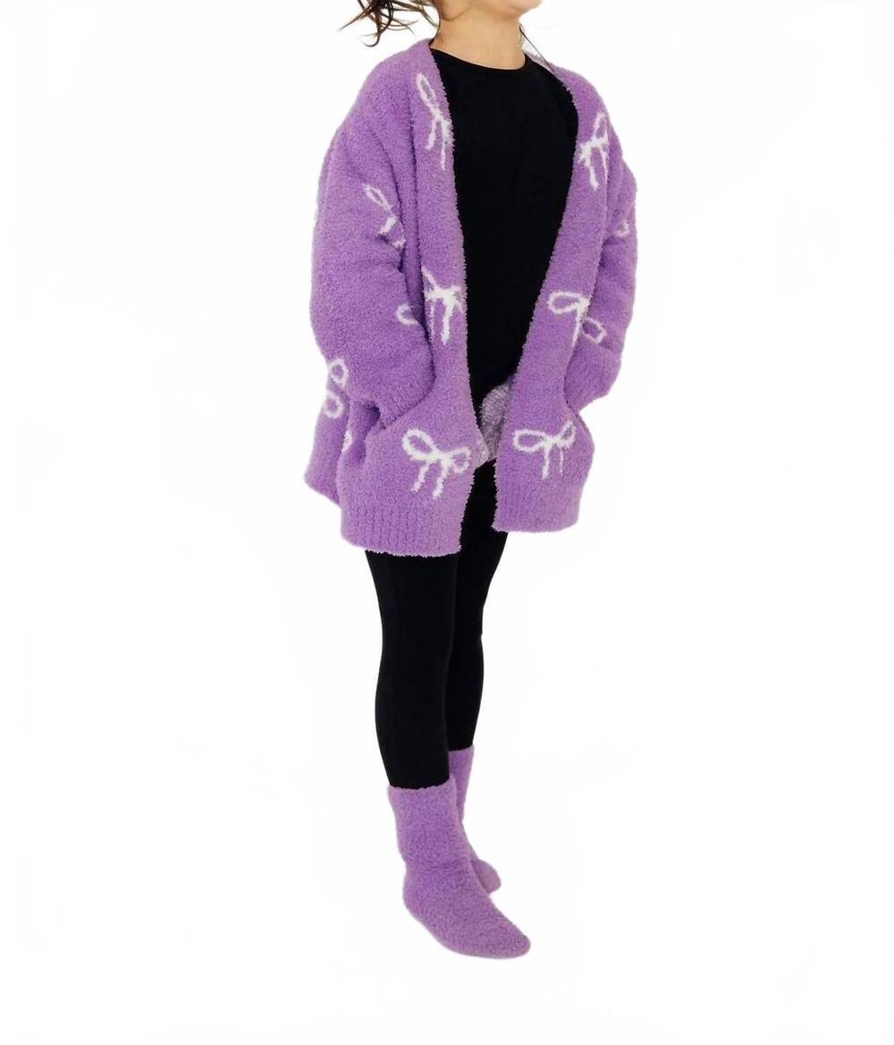 NEW MILA & ROSE bow cozy cardigan in lilac coconut